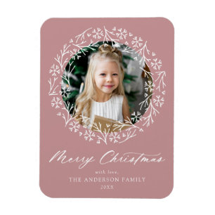Elegante Sneeuwvlokkrans Mauve Foto Magneet