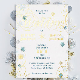 Elegante Sneeuwvlokkrullen Winter Wonderland Bruil Folie Uitnodiging