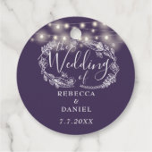 Elegante snoerlampen bloemrijk paarse bruiloft bedankjes labels (Achterkant)