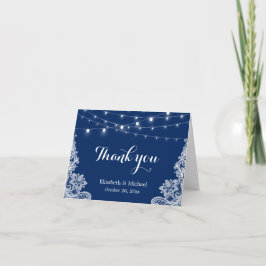 Elegante snoerlampen kant Navy Blue dank je Bedankkaart