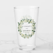 Elegante Snowberry + Eucalyptus krans bruiloft Glas (Voorkant)