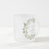 Elegante Snowberry + Eucalyptus krans bruiloft Matglas Koffiemok (Voorkant rechts)