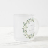 Elegante Snowberry + Eucalyptus krans bruiloft Matglas Koffiemok (Voorkant rechts)