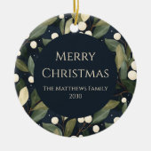 Elegante Snowberry Kerstfoto Keramisch Ornament (Voorkant)