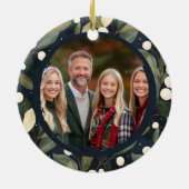 Elegante Snowberry Kerstfoto Keramisch Ornament (Achterkant)