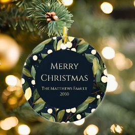 Elegante Snowberry Kerstfoto Keramisch Ornament