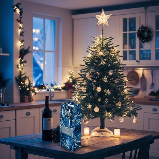 Elegante Snowflake Christmas Wine Gift Bag Wijn Cadeautas