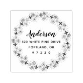 Elegante Snowflake Krans Vakantie Retour Adres Zelfinktende Stempel (Design)