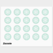 Elegante Snowflake Mint Groene Kerst Ronde Sticker (Vel)
