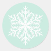 Elegante Snowflake Mint Groene Kerst Ronde Sticker (Voorkant)