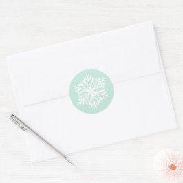 Elegante Snowflake Mint Groene Kerst Ronde Sticker