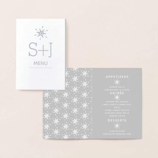 Elegante Snowflakes Wedding Winter Menu (Display)