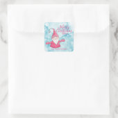Elegante Snowy Blue en Pink Gnome Vrolijk Kerstfee Vierkante Sticker (Tas)