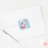 Elegante Snowy Blue en Pink Gnome Vrolijk Kerstfee Vierkante Sticker (Envelop)