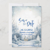 Elegante Snowy Night Winter Wedding Save the Date (Voorkant)