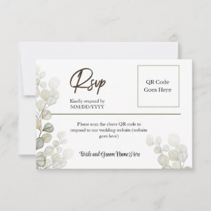 Elegante Sober Waterverf Eucalyptus RSVP Kaartje