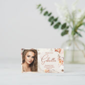 Elegante Sociale Iconen QR Code Foto Make-up Visitekaartje (Staand voorkant)