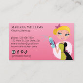 Elegante sociale media schoonmaakdiensten roze chi visitekaartje (Voorkant)