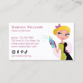 Elegante sociale media schoonmaakdiensten roze scr visitekaartje (Voorkant)