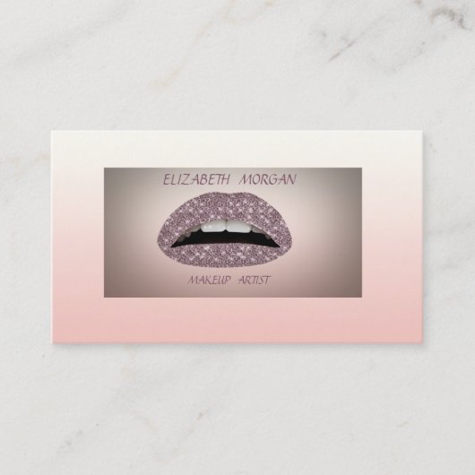 Elegante Sofisticated Moderne Glitterende Lippen Visitekaartje (Voorkant)