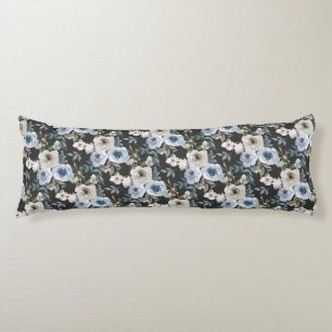 Elegante Soft Dusty Blue Waterverf Bloemen voor Lichaamskussen