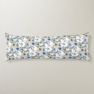 Elegante Soft Dusty Blue Waterverf Bloemen voor Lichaamskussen