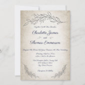 Elegante Soft Leaves Script Wedding met RSVP Kaart (Voorkant)