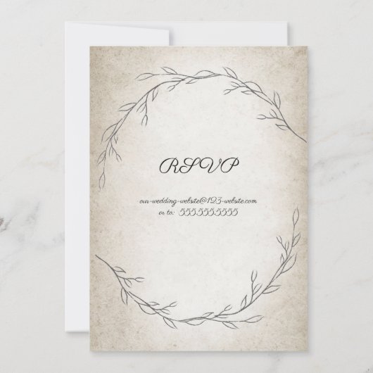 Elegante Soft Leaves Script Wedding met RSVP Kaart (Achterkant)