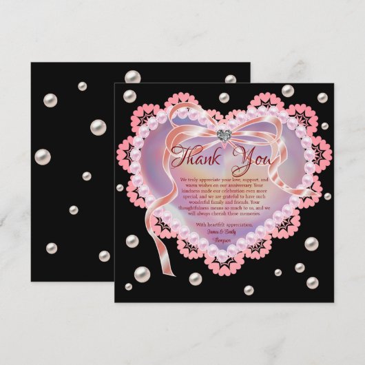 Elegante Soft Pastel Pink Heart Wedding Jubileum Bedankkaart (Voorkant / Achterkant)