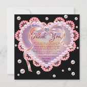 Elegante Soft Pastel Pink Heart Wedding Jubileum Bedankkaart (Voorkant)