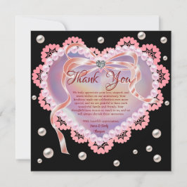 Elegante Soft Pastel Pink Heart Wedding Jubileum Bedankkaart