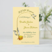 Elegante soft peace roos boter geel ovaal Trouwen RSVP Kaartje (Staand voorkant)