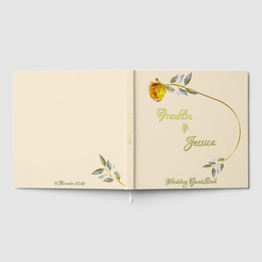 Elegante soft peace roos groen & goud ovaal bruilo gastenboek (Volledig)