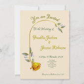 Elegante soft peace roos groen & goud ovaal bruilo kaart (Voorkant)