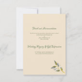 Elegante soft peace roos groen & goud ovaal bruilo RSVP kaartje (Achterkant)