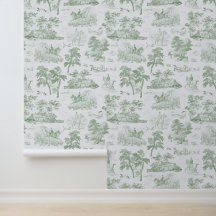 Elegante Soft Sage Horse Hunting Toile