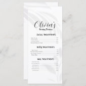 Elegante Soft White Beauty Services prijslijst Menu (Voorkant / Achterkant)