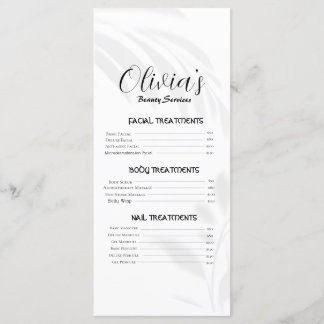Elegante Soft White Beauty Services prijslijst Menu