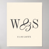 Elegante softcream paar initialen bruiloft poster (Voorkant)