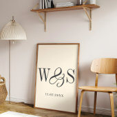 Elegante softcream paar initialen bruiloft poster
