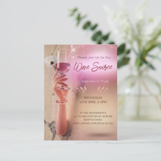 Elegante Soiree cocktail decoupage uitnodiging (Staand voorkant)