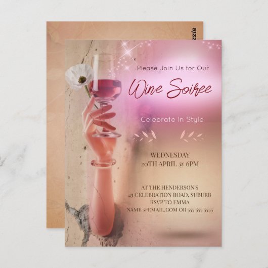 Elegante Soiree cocktail decoupage uitnodiging (Voorkant / Achterkant)