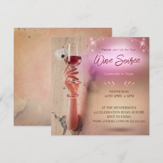 Elegante Soiree Cocktail Decoupage Uitnodiging (Voorkant / Achterkant)