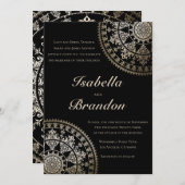 Elegante Solar Mandala bruiloft uitnodigingen goud (Voorkant / Achterkant)