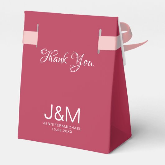 Elegante Solid Color Viva Magenta Calligrafie Bedankdoosjes (Achterkant)