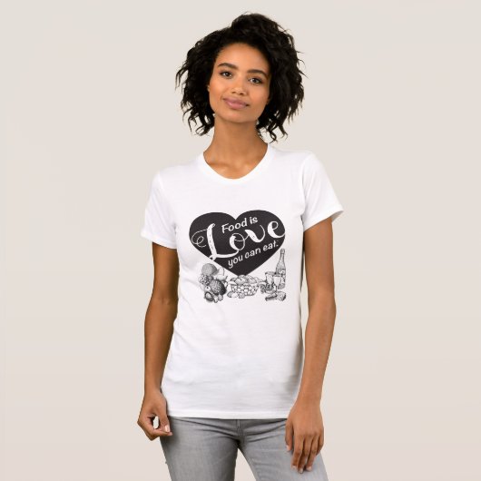 Elegante Solid Heart Foodie T-Shirt (Voorkant volledig)