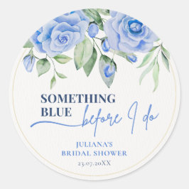 Elegante 'Something Blue' bloemige bruidsdouche Ronde Sticker