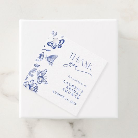 Elegante 'Something Blue' Bruidsdouche Bedankt Bedankjes Labels (In situ)