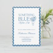 Elegante 'Something Blue' Bruidsdouche Kaart (Staand voorkant)