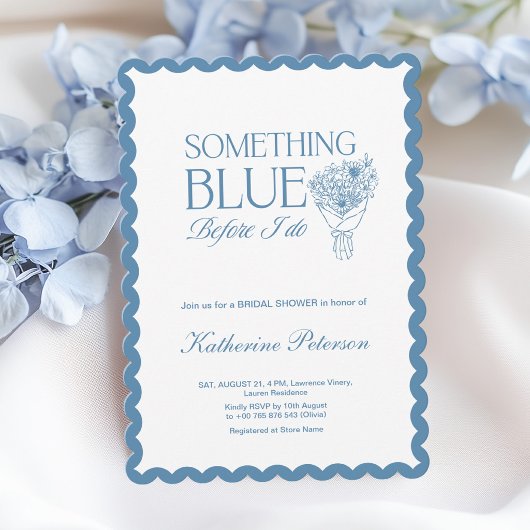 Elegante 'Something Blue' Bruidsdouche Kaart